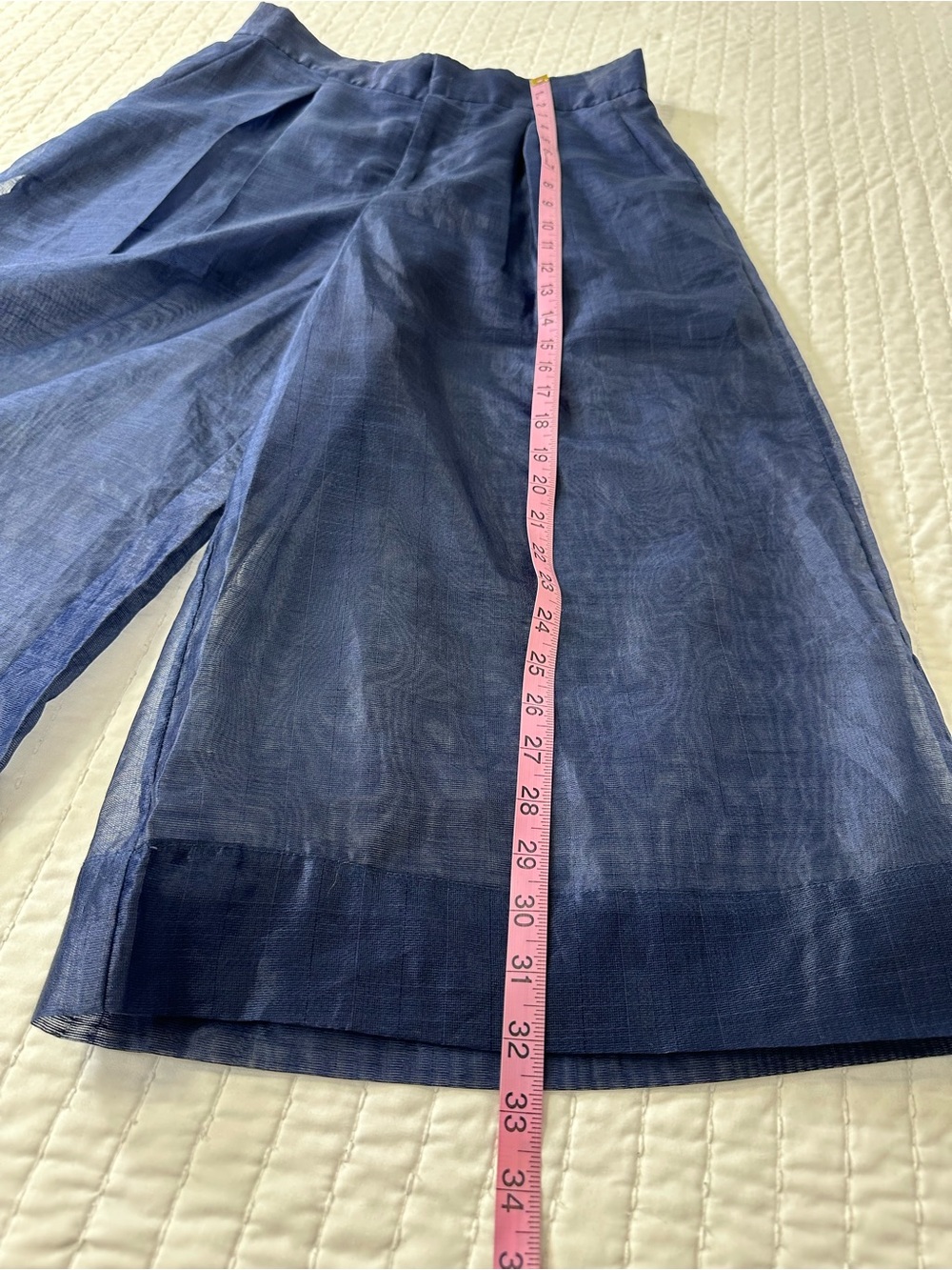NWT Anthropologie Dolan Sheer Crop Culottes Wide Leg Organza Trousers Pants Navy - Picture 5 of 16